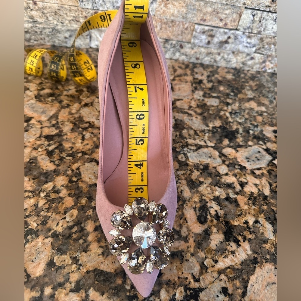 DOLCE & GABBANA Shoes Pink Leather Crystal Heels Pumps Heels - Picture 12 of 14